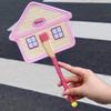 Portable Cartoon House Shape Fan Handcrafted Handwoven Handheld Cooling Fan  Summer Daily Cooling