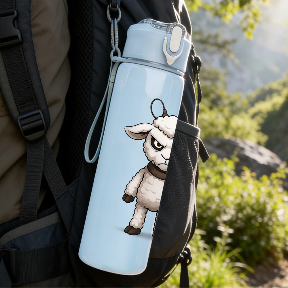 1PC Cartoon Cow Farm Animal Print 750ml Color Plastic Sports Water Bottle Leakproof Flip Straw Lid Suitable for Sports Office Home Use