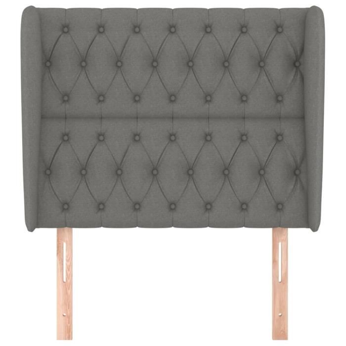 VidaXL Tête de lit avec oreilles Gris foncé 103x23x118-128 cm Tissu3118283