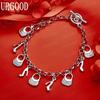 925 Sterling Silver Fashion Jewelry Shoes Bag Pendant Bracelet