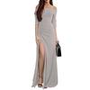 Elegant Women Casual Long Sleeve Patchwork Sequined Off Shoulder Pullover Dress