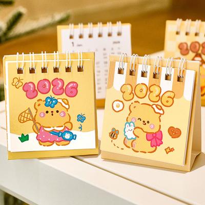2026 Custard Bear Calendar Desk Calendar Portable Coil Schedule Planner Desktop Decoration Daily Planner Office School Supplies
