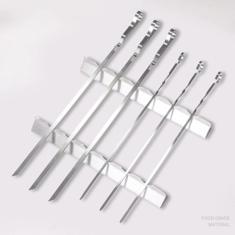 Stainless Steel BBQ Kebab Rack Anti-Slip Groove Kebab Stands Barbecue Tools  Garden Party