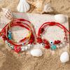 Ximang Fashionable Red Coral Bead Bracelet Set With 2026 Heart Gold Plated Detailing Adjustable Size for Gift