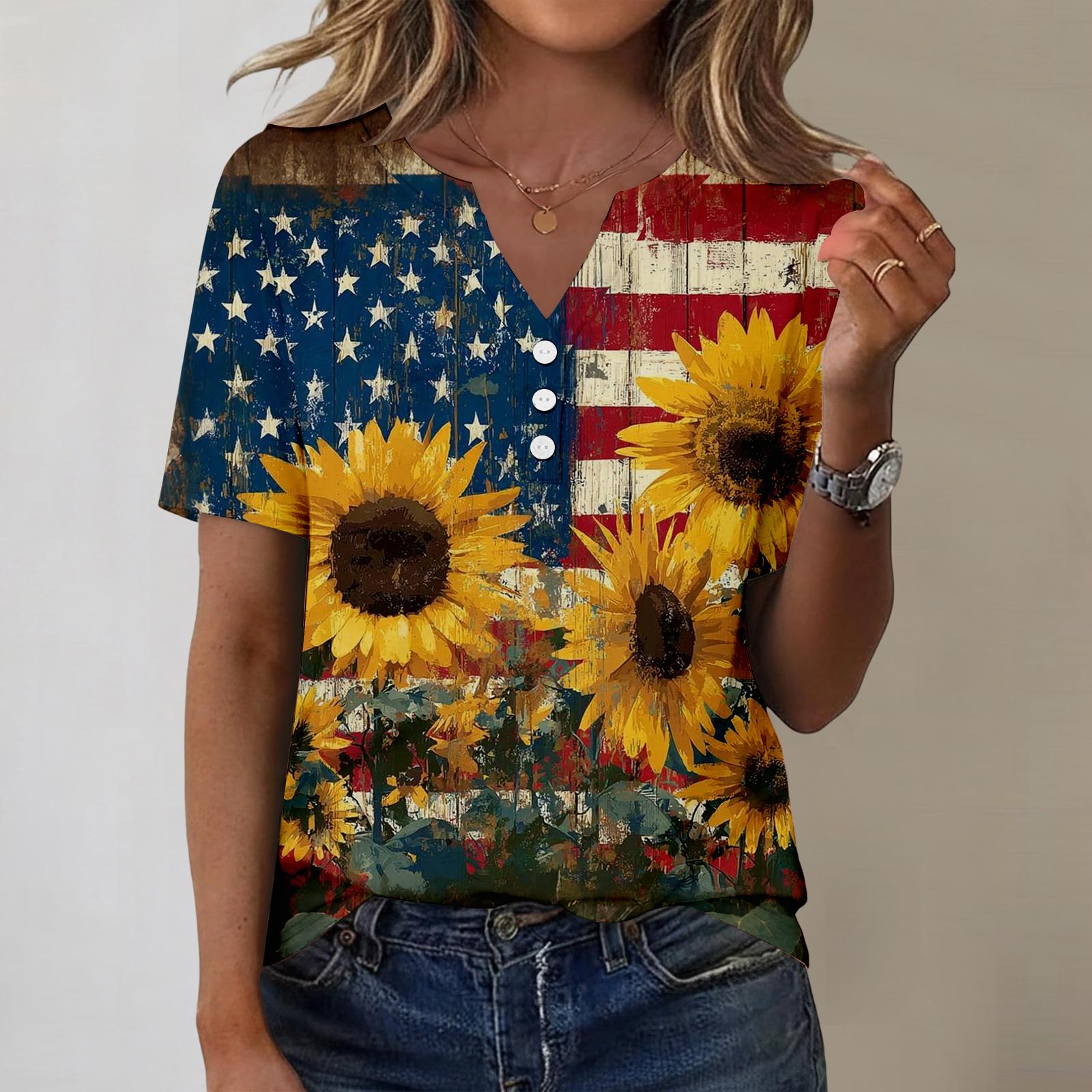 

Модная женская повседневная блузка с принтом ко Дню независимости S