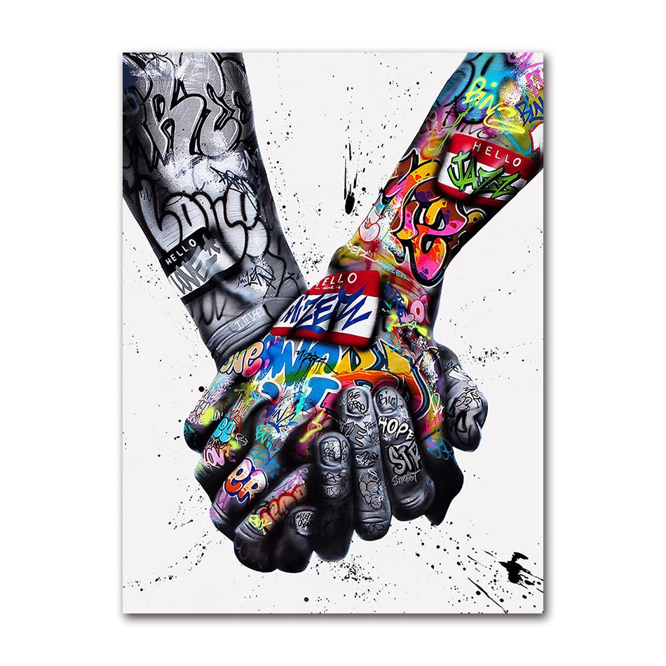 Posters and Prints Graffiti Art Paintings on the Wall Art Canvas Pictures Home Wall character DecorationGesture Street Art
