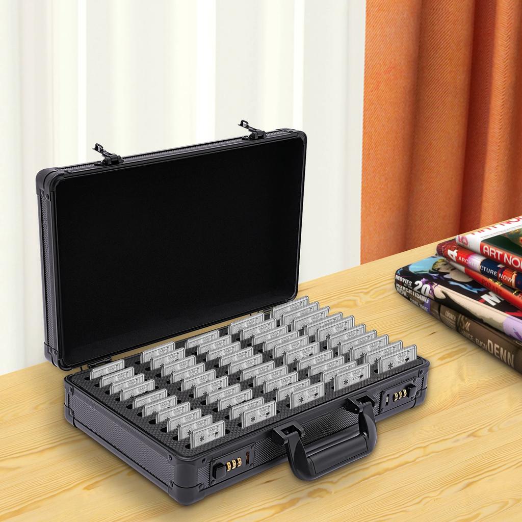 Münz-Slab Aufbewahrungsbox mit Griff, Fassungsvermögen für 50 Slabs, Aluminiumkoffer, Sichere Präsentations-Organizer für Münzsammlungen, Münzhalter