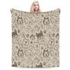 Retro Vintage Art Cute Dogs Blanket Quality Soft Warm  Throw Blanket Autumn Kids Couch Chair Sofa Bed Fashion Bedspread