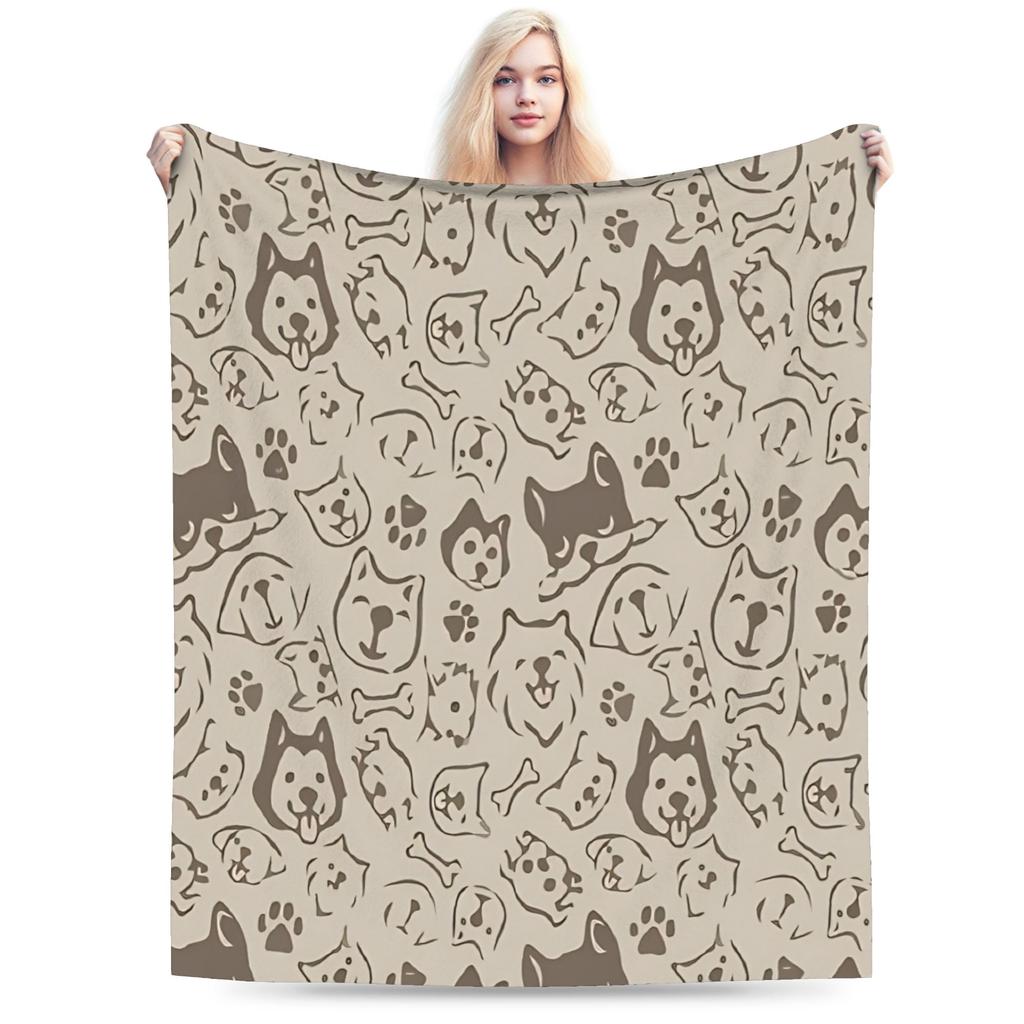 Retro Vintage Art Cute Dogs Blanket Quality Soft Warm  Throw Blanket Autumn Kids Couch Chair Sofa Bed Fashion Bedspread
