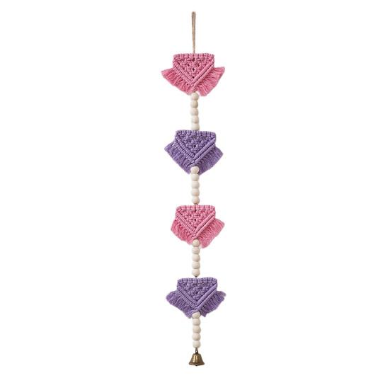 Braided Triangles Tapestry with Bell Wall Hanging Geometric Tapestry Knotted Rope Tapestry 75cm