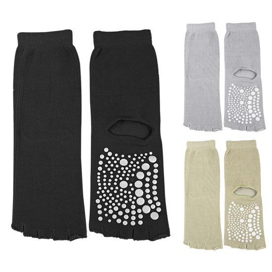 1 Pair Toeless Yoga Socks with Non-slip Gripper Breathable Moisture-Wicking Ballet Dance Fitness Pilates Athletic Gym Sports Open Five Toe Socks
