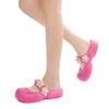 Fashion Handmade Diamond Inlaid Mary Jane Pink Slippers New Sweet Flower Sequins Thick Sole Heightening Net Red Summer Beach Sandals