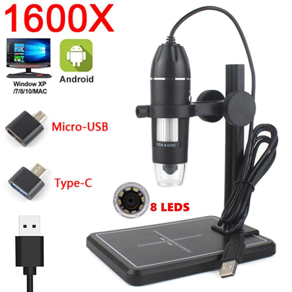 1600/1000/500X Digital Microscope for Soldering USB Electronic Microscope for Mobile Phone Repair LED Magnifier Camera LiftStand