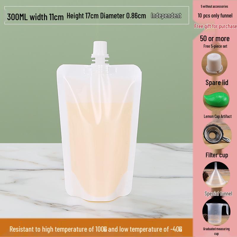 Disposable Transparent Spout Bag for Soy Milk, Chinese Medicine, Soup, or Beverages - Self-Standing and Convenient for Takeaway