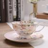 Coffee Cups English British Afternoon Tea Cup  Premium Plates Home Office Cafe Ceramic Coffee Mug Bone Porcelain Cup Gift