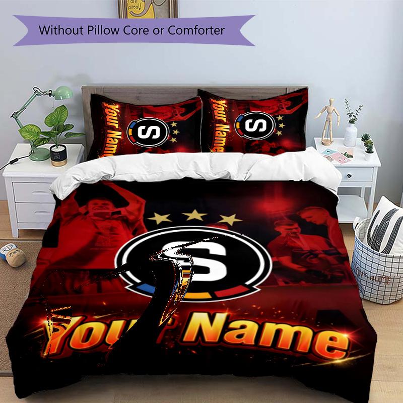 3pcs AC Sparta Praha Cover Set - Personalized Name, HD Printed Bedding with 1 Cover and 2 Pillowcases - Perfect for Home Decor, Easy Care