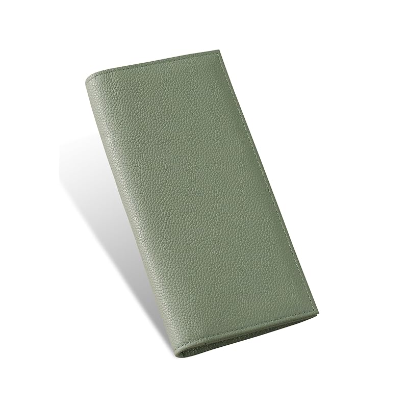 

[Business Leather Factory] Long wallet (with coin purse) Water repellent original leather cow leather unisex thin 16 pockets YKK zipper (mint gray)