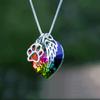 Rainbows Bridge Necklace Crystal Pendant Necklace with Paw-Print and Angel Wing Pet Loss Jewelry for Cat Dog Memorials G