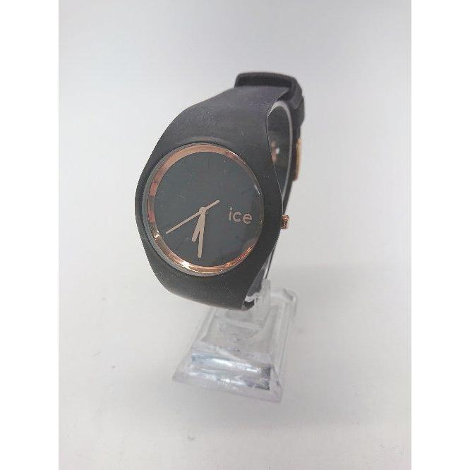 Used  ice watch operation not confirmed quartz type 3 hand analog wristwatch black ladies P [1306270004151]