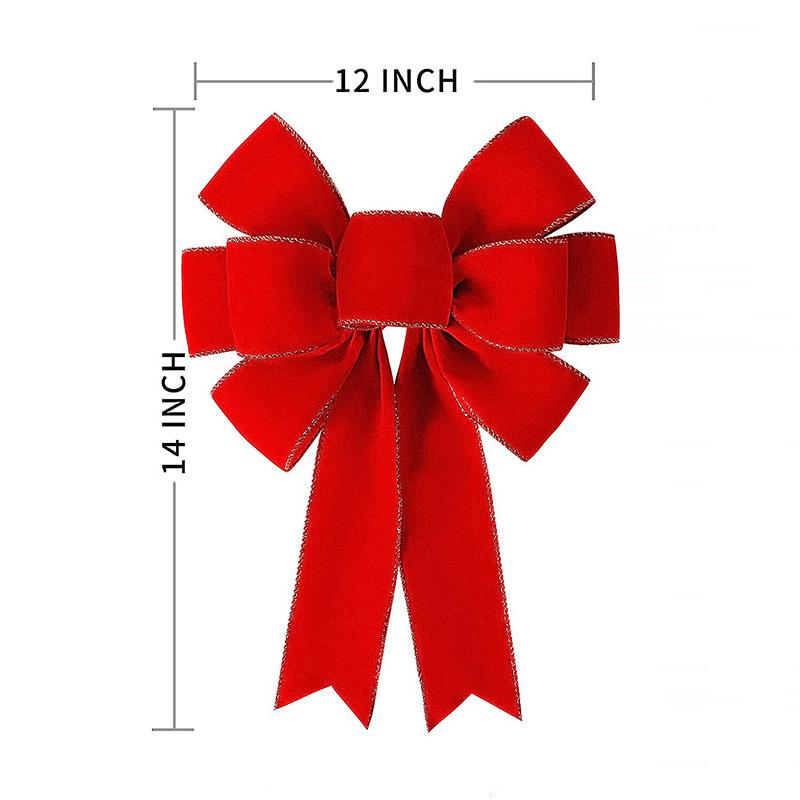 New Red Christmas Wreath, Bow, Outdoor Decoration, Velvet Sequins,reindeer Bow, Outdoor Use During The Christmas Holiday 2025