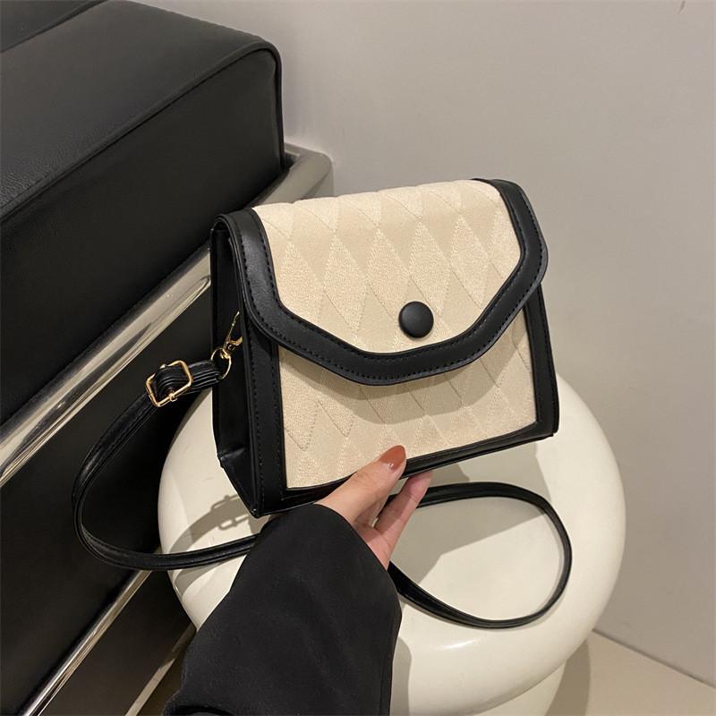 2024 Spring New Street Style Pu Material Personality Ins Rhombus Small Bag Women's Shoulder Messenger Bag