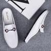 Men's First Layer Cowhide Genuine Leather Mules Male Summer Casual Breathable Comfy Sandals Open Back Low-heel Slipper