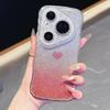KEYSION Gradient Love Heart Wavy Phone Case for Huawei Pura 70 80 Pro 80 70 Ultra Glitter Jewelled Lens Protector Shockproof Cover