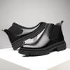 Men's Winter Cotton Martin Boots: British-Style, Mid-Cut Leather, Thick-Soled, Trendy Motorcycle Design