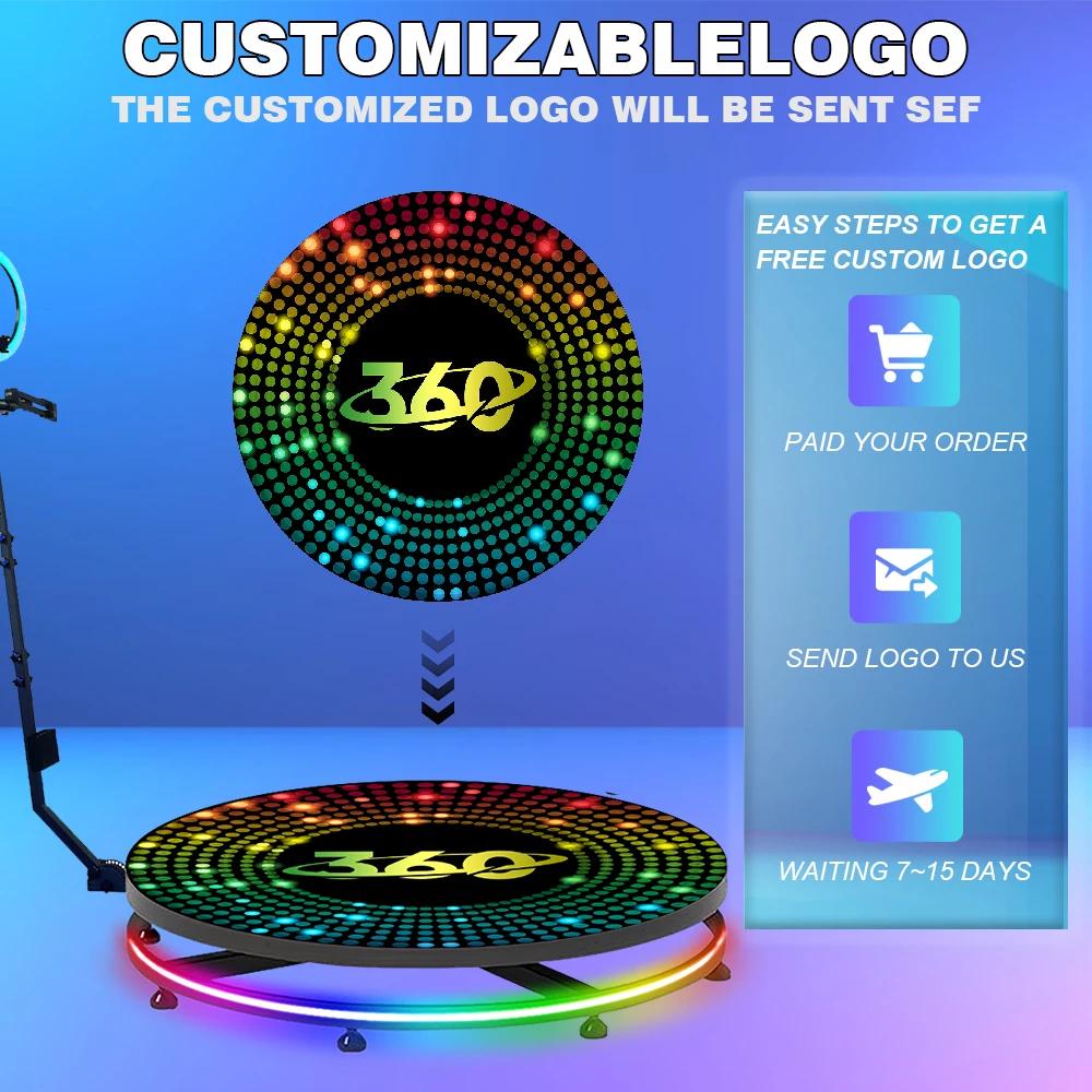 360 Video Photo Booth Machine with Ring Light,Free Logo,360 Automatic Rotating Selfie Photobooth with Flight Case