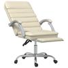 Office Chair with Massage Function Cream Synthetic Leather