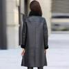 Autumn Winter Women's Leather Coat Thick Warm Mid-length Fleece-lined PU Leather Coat