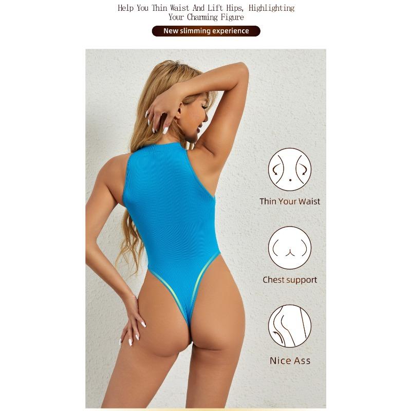 Women S Round Neck Sleeveless Buttoned Tummy Control Bodysuit Slimming Shapewear