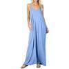 European & American Women's Solid Color Loose Pocket Long Tank Slip Dress