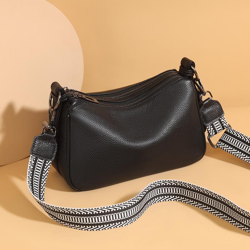 Genuine leather Handbags Luxury Brand Women Crossbody Bags Designer Cowhide Messenger Bags Wide strap Ladies Shoulder Bag