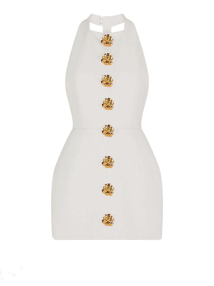 

Літня сексуальна вечірня сукня з порожнім вирізом. Жіночі шикарні тонкі сукні без спини з солодкими квітами. Жіноча мода Y2k. Елегантний одяг із застібками. M білий