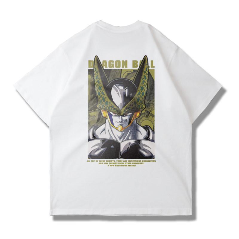 The Anime Dragon Ball Collaboration Black Goku Shortsleeved Tshirt for Men and Women in Loose Black and White for Summer