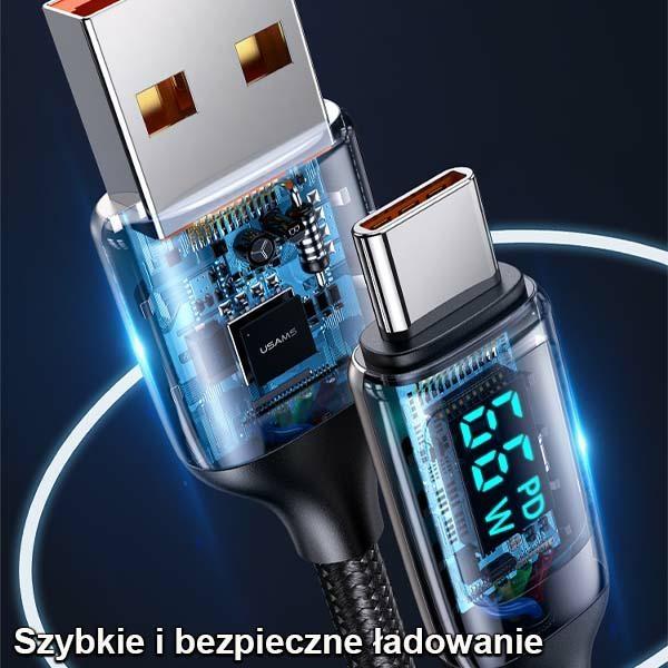 Usams Kabel Pleciony U78 Usb-C 1.2Mled 6A Fast Charging Biały/White Sj544Usb02 (Us-Sj544)
