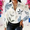 Women Plus Size Long Sleeve Shirt White Button Front Blouse