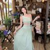 French Niche High-end Cold White Slanted Shoulder Waist Dress Women's Seaside Vacation Super Fairy Dress