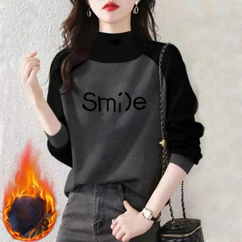 A Loose and Fashionable Long-sleeved Semi-high-neck Sweatshirt for Women, Which Is Slimming, Warm and Makes Them Look Younger
