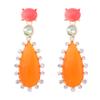 Retro environmentally friendly contrasting color water drop geometric resin diamond-encrusted earrings light luxury advanced daily commuting exquisite