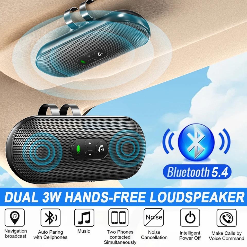 Bluetooth 5.4 Handsfree Car Kit Sun Visor Speaker Music Player 6W Speakerphone Wireless Music Receiver With Voice Assistant
