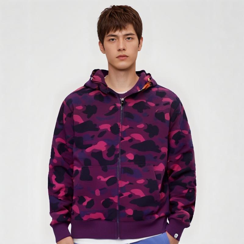 Bape Color Camo Shark Wide Full Zip Double Hoodie 1G30-115-006