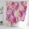 1Pcs Pink Flower Printing Waterproof Shower Curtain, Rose Flowers Wall Bathroom Decorative Curtain With Plastic Hooks