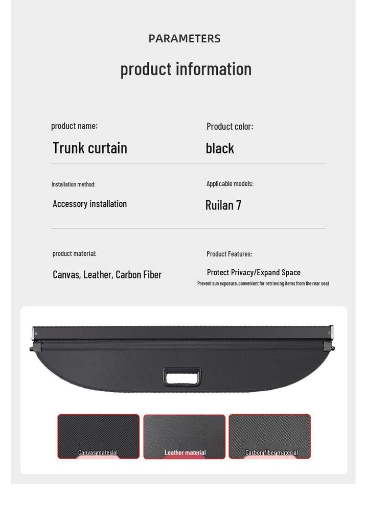 Geely Reyblue 7/RL7 LIVAN 7 Retractable Trunk Cargo Cover Partition