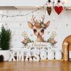 Christmas Deer English Slogan Green Plant Bedroom Living Room Study Background Landscaping Wall Sticker