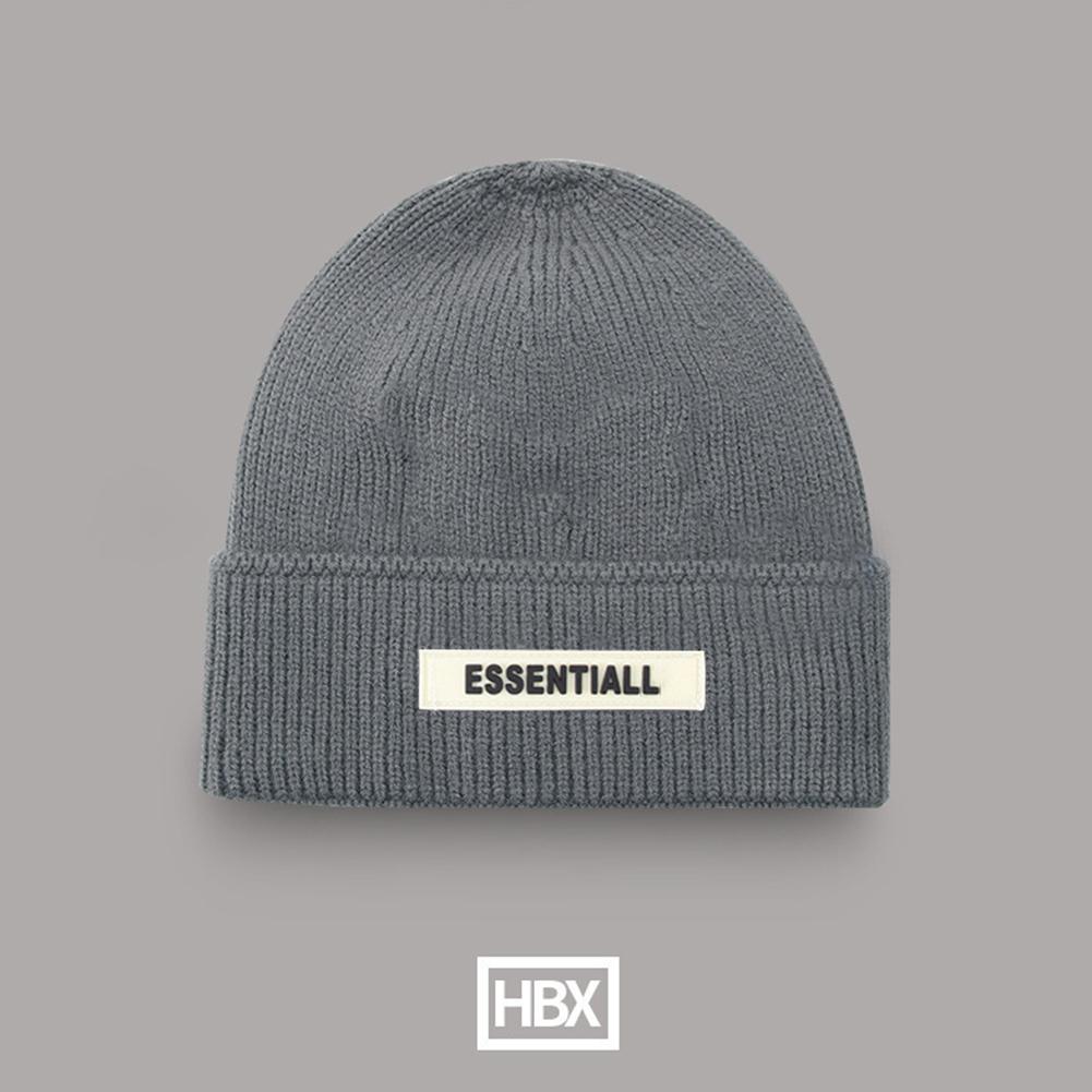 Men Fashion Knitted Hat Winter Warm Embroidery Large Head Circumference Beanie Cap
