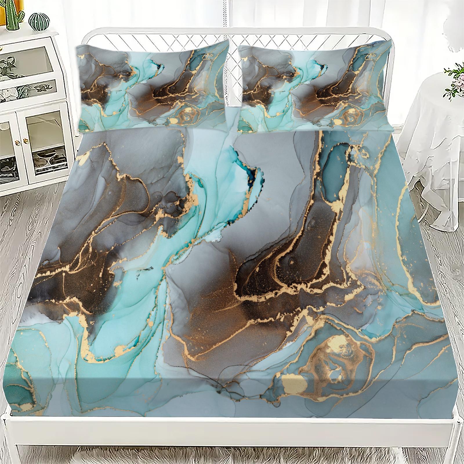 

3D Простыни на резинке с мраморным рисунком Постельное белье с принтом Чехол на матрас и наволочка На заказ 180x200см Декор для мальчика/детей 90x200cmx25