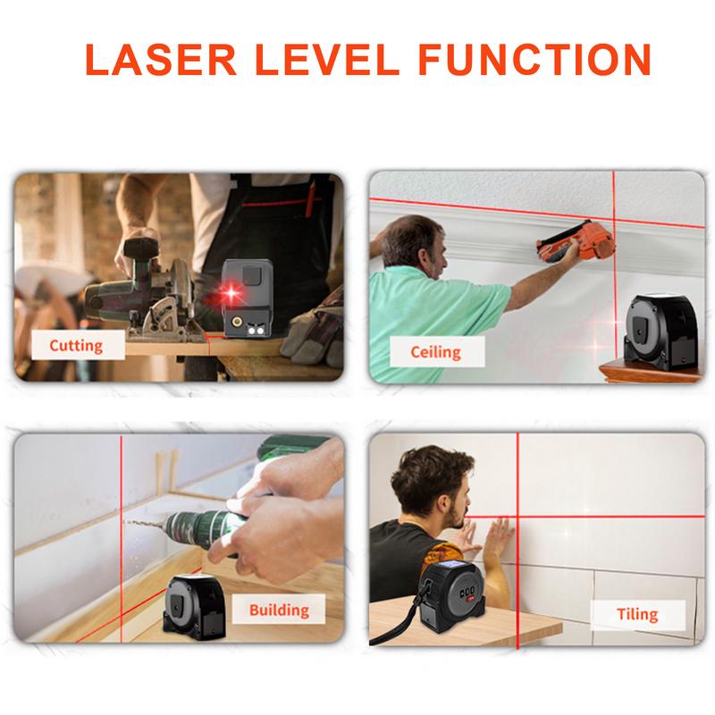 3-In-1 Laser Rangefinder Tape Measure 60M/ 40M/ Handheld Laser Meter Measuring Tool Cross Line Laser Level BUCKLE