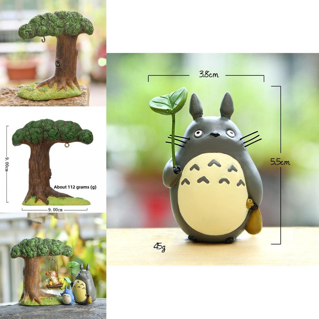Totoro Resin Micro Landscape With Cartoon Cat Swing And Autumn Leaves For Gift And Collection